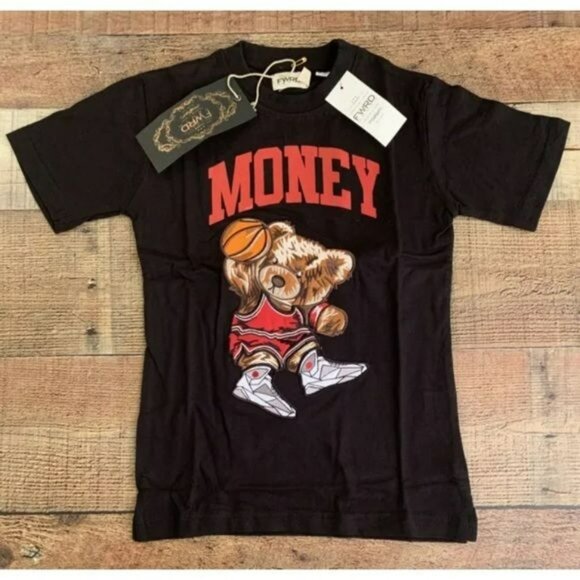 FWRD Boy's T-shirt Embroidered Baller Bear Money NWT M (5) - Picture 1 of 6